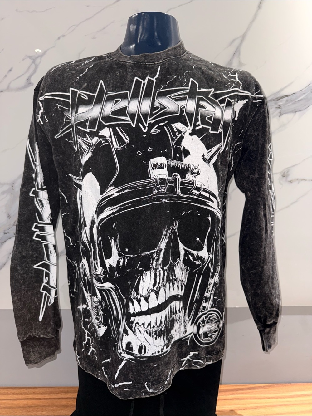 Hellstar Black Graphic Skull Long-Sleeve Sweater